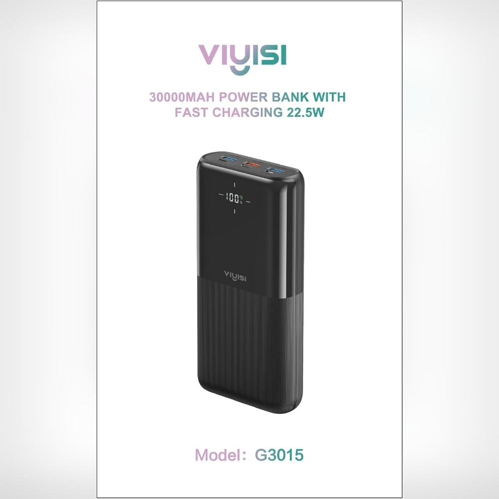 New Viyisi Portable Charger 30000mAh 22.5W Fast Charging, USB C Power Bank